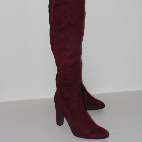 UNISA BURGUNDY OVER THE KNEE BOOTS SIZE 9.5 MEDIUM - Picture 3 of 10